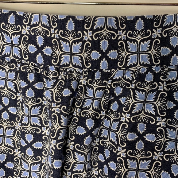 Ann Taylor Loft Outlet Skirt Size Medium Linen Blend Blue Floral Spring Beach - Picture 4 of 7